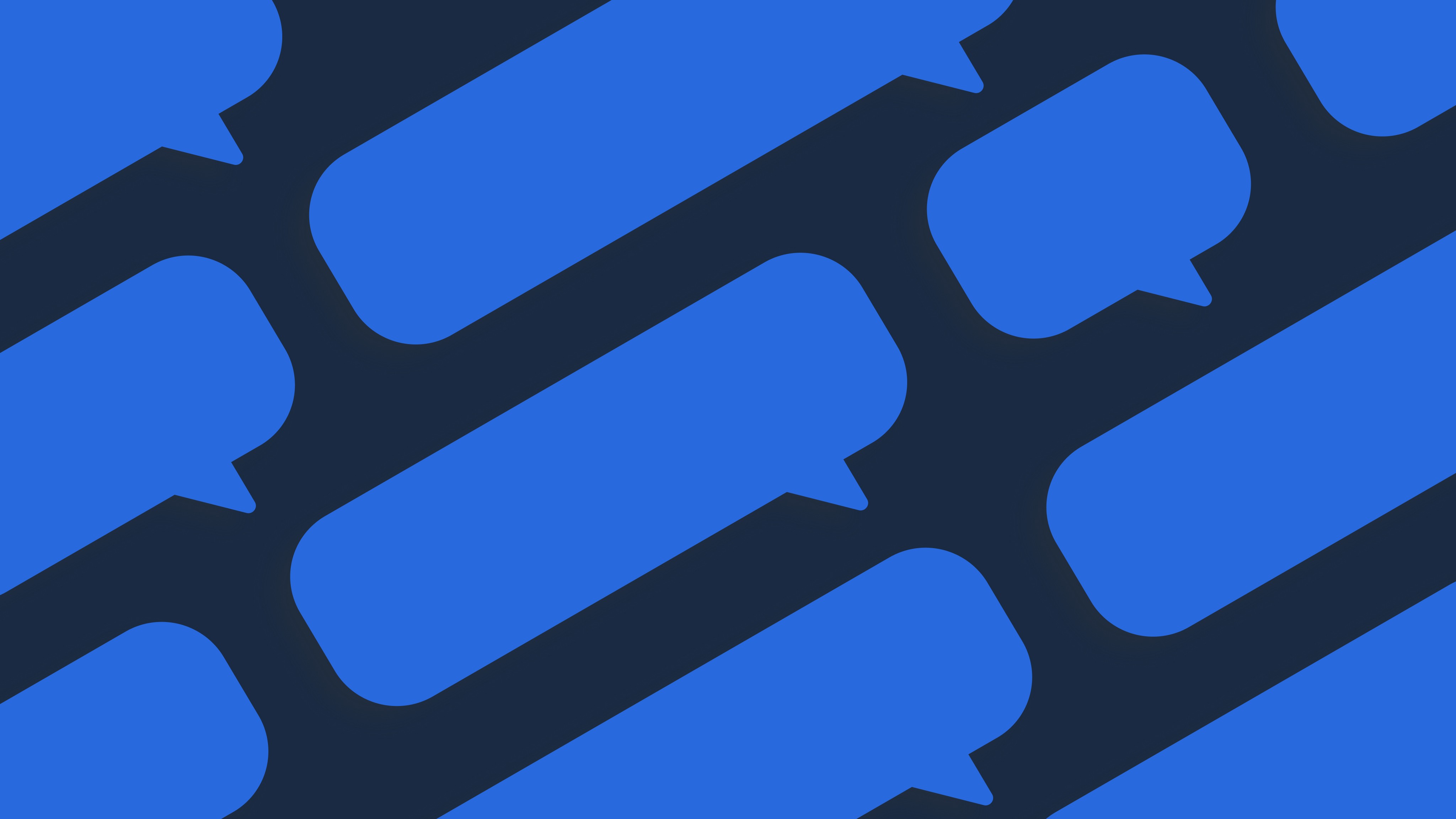 Abstract pattern of blue speech bubble shapes arranged diagonally on a dark background.