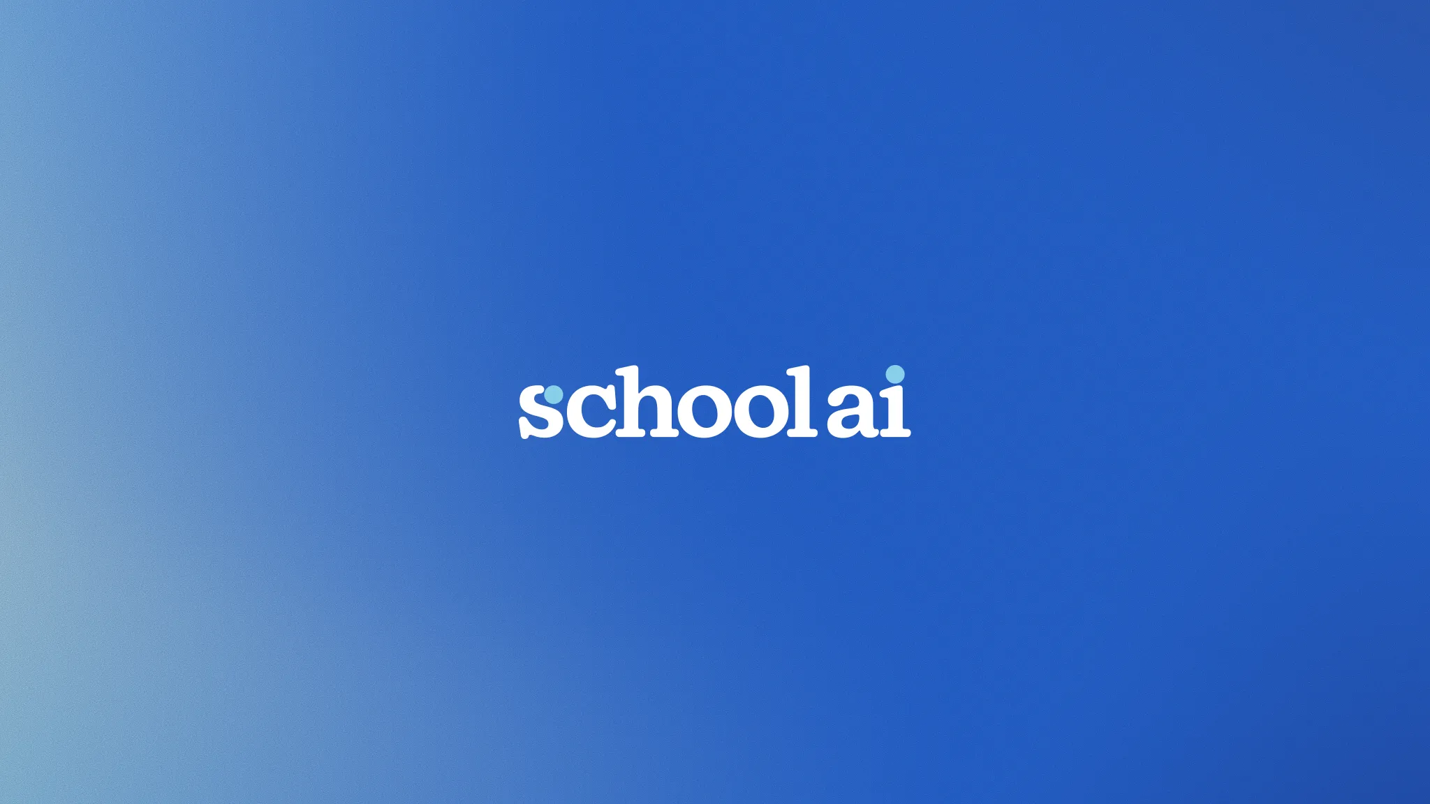 The SchoolAI logo in white text centered on a blue gradient background.